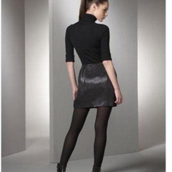 VINCE Black Silver Metallic Skirt - Picture 2 of 10